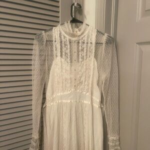 Vintage Gunne Sax Prairie Victorian Wedding Dress Classic Ivory 70s